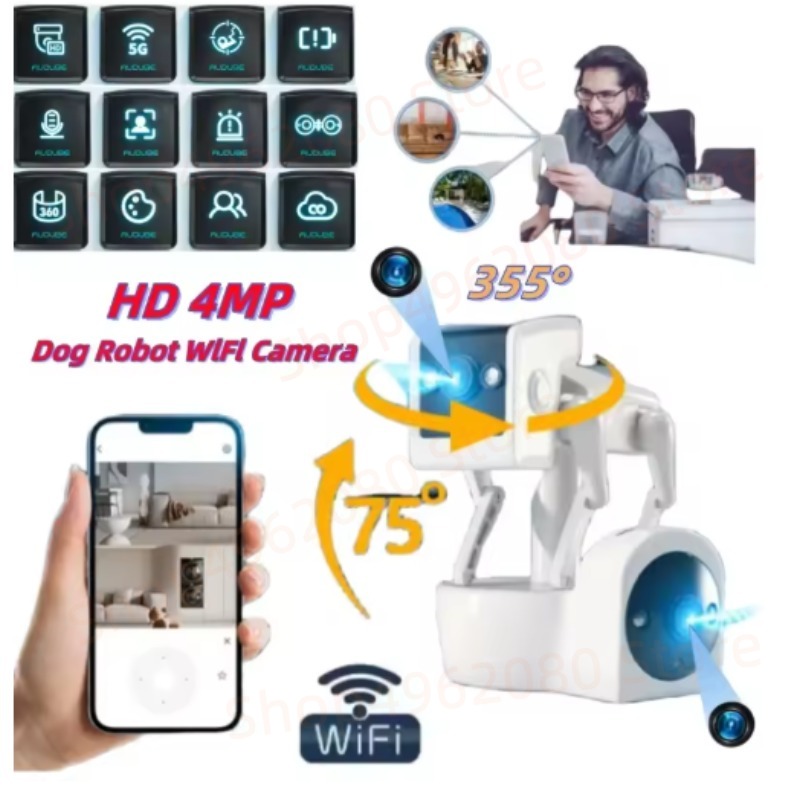 Home Security Robot Dog - HD 4MP Dual Camera Wifi 355°