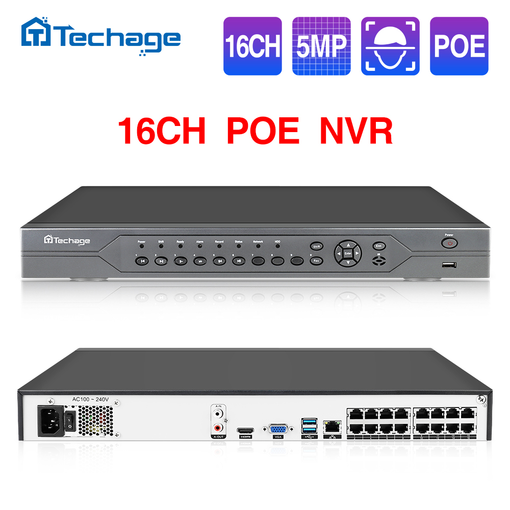 Home Security With Cameras - Techage H.265 16CH 4K 8MP 5MP