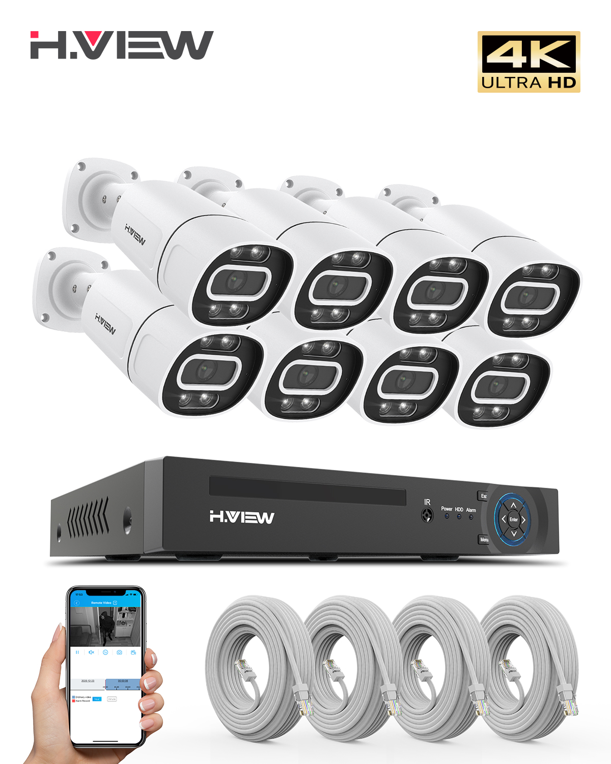 Home Security Video Cameras - H.View 4K 5Mp 8Mp poe Cctv