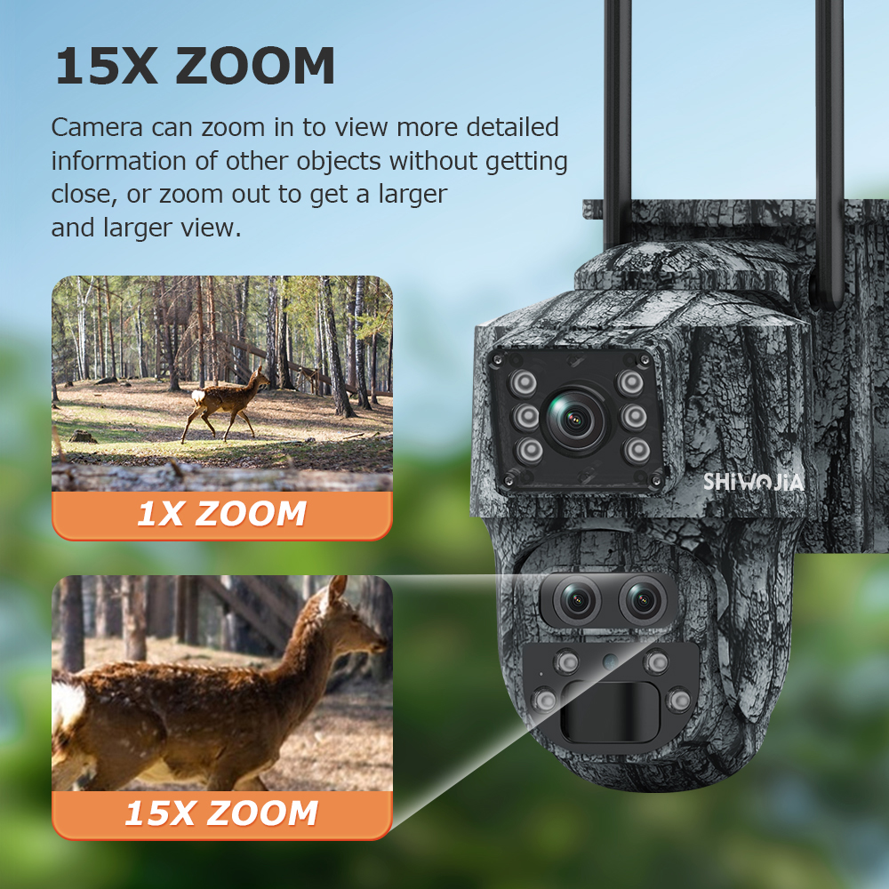 SHIWOJIA 12MP 15X Zoom 4G Sim  – обзор и цена Camera Solar Wireless