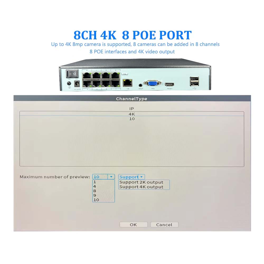 4K 10CH NVR 4/8Port POE For 8M – обзор и цена Home Security With Cameras