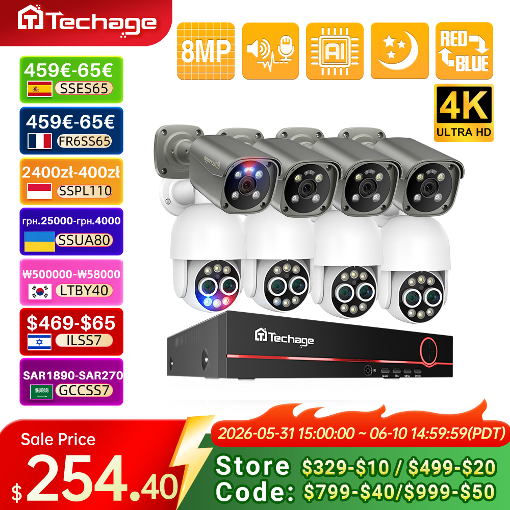 Techage HD 8CH 4K 8MP Surveill – обзор и цена Home Security Monitoring System